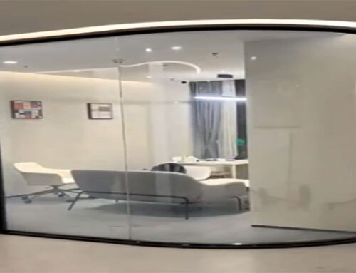 Low iron curve shape smart glass for partition wall